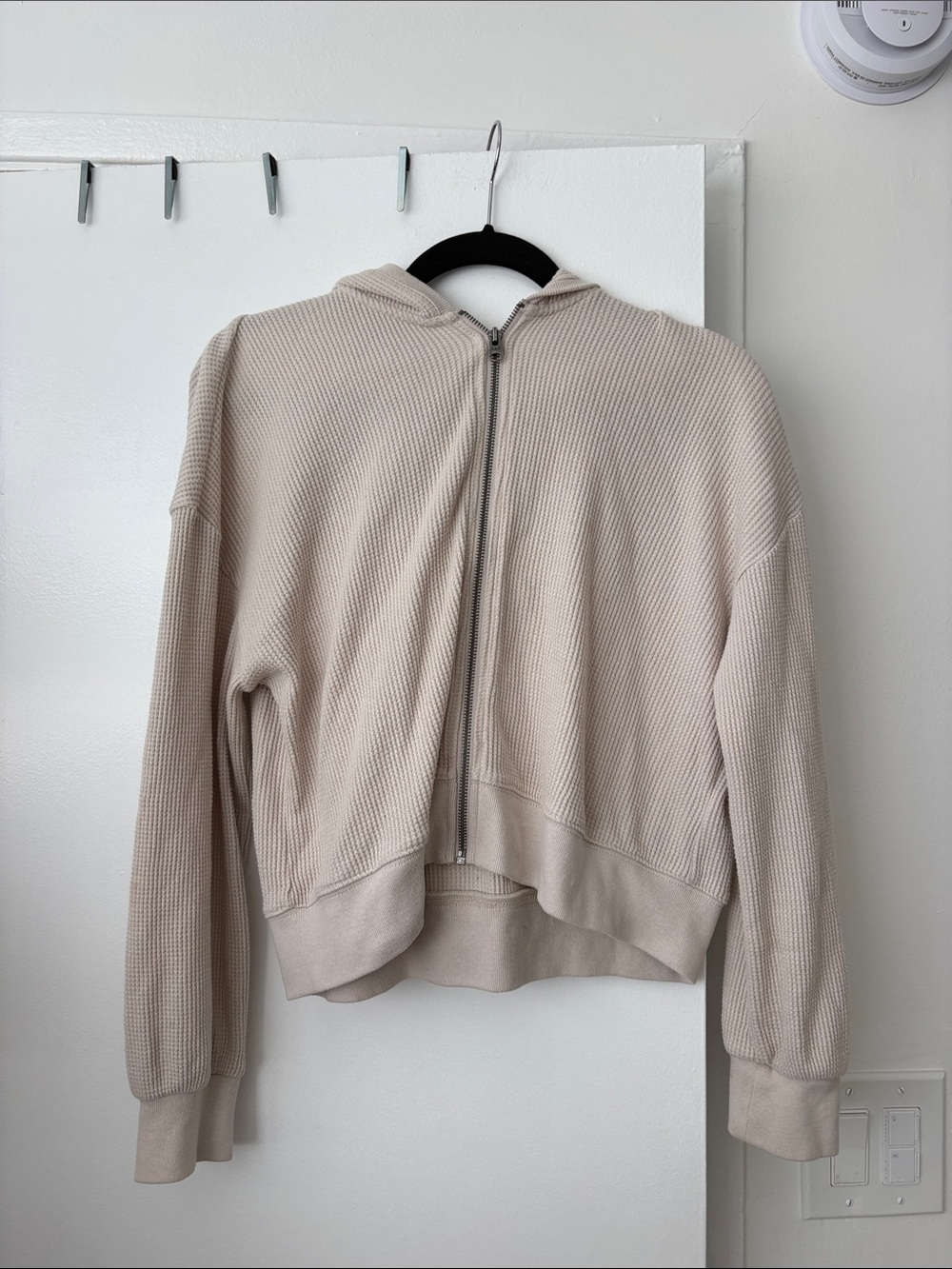 Abercrombie & Fitch Cream Waffle-Knit Zip Hoodie